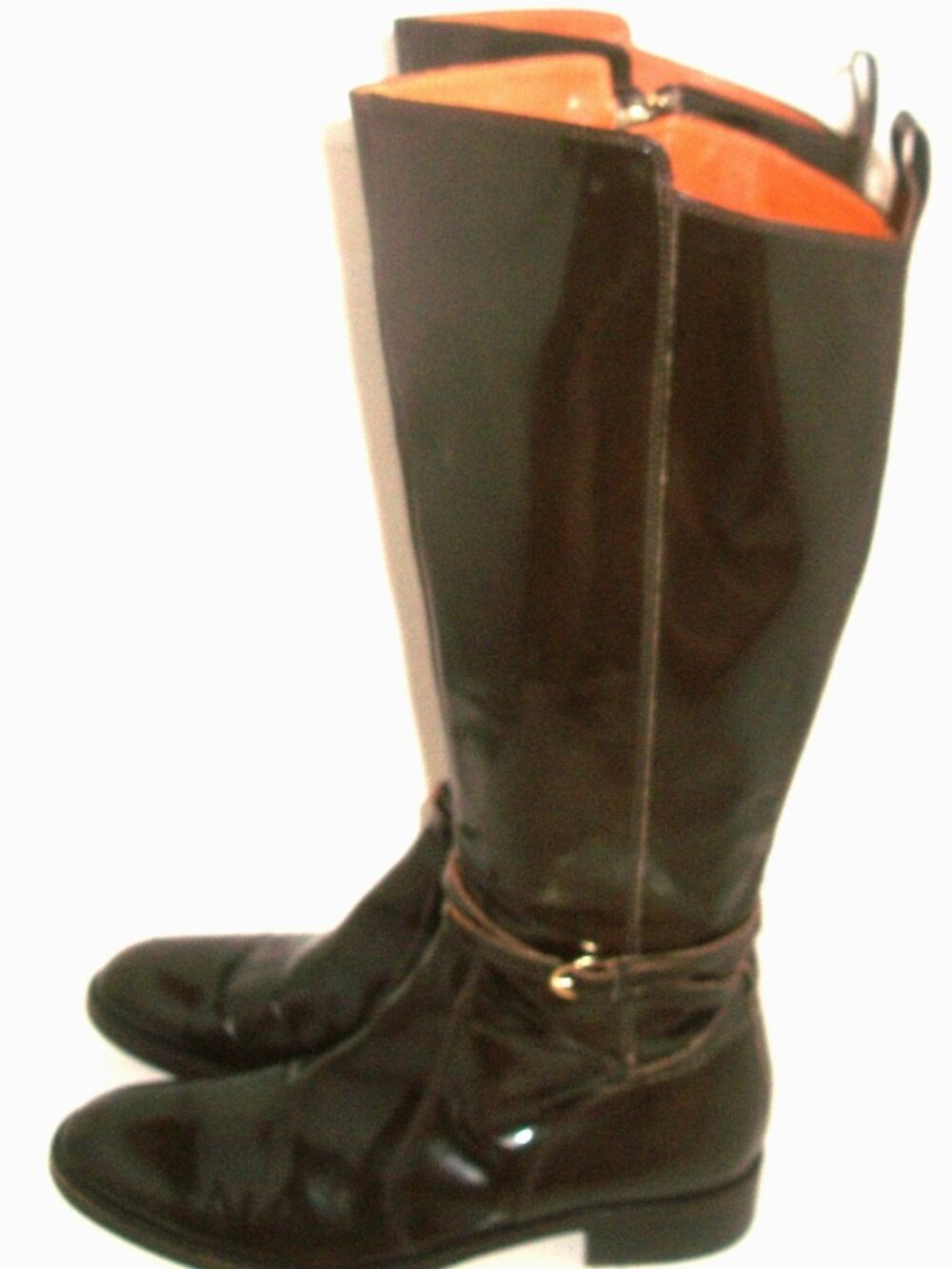 Vintage Fratelli Rosetti Tall "Classique" Belted Chocolate-Patent Riding Boots
